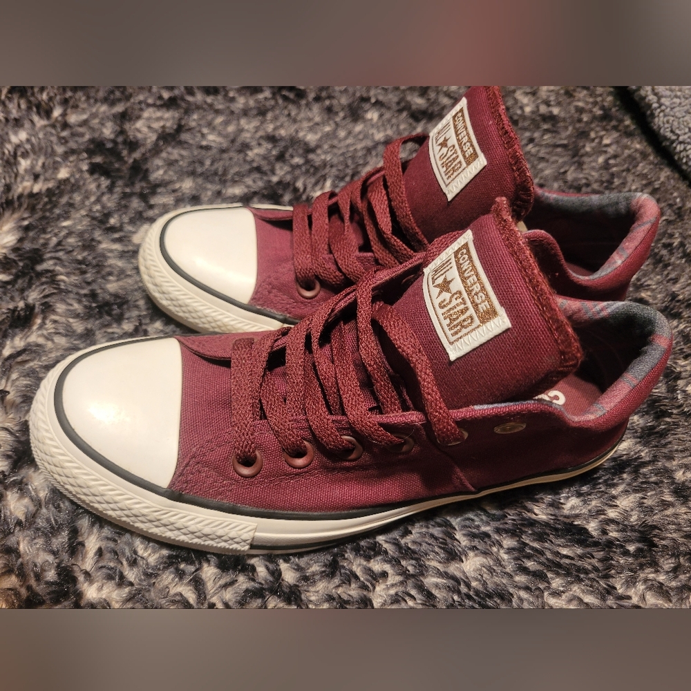 Converse Maroon Canvas Sneakers with White Accents